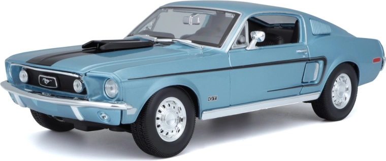Maisto Ford Mustang GT Cobra Jet Fastback 1968 – metalmodel 1:18, metallisk blå