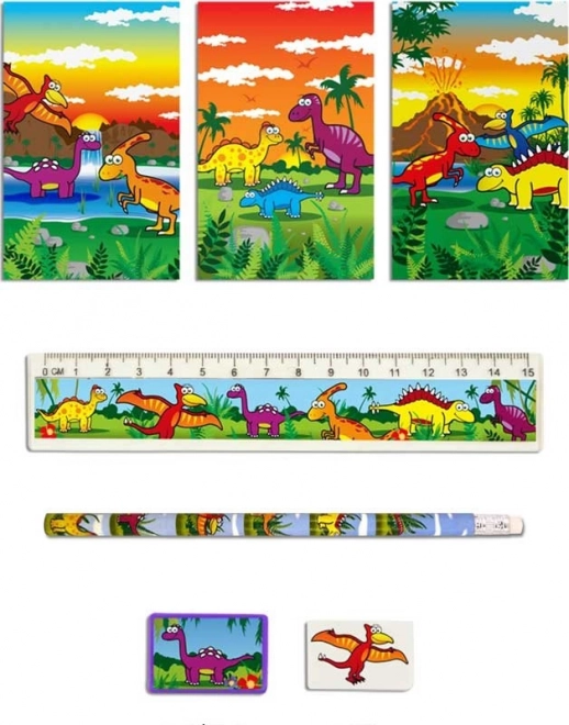 Skrivesæt med dinosaurmotiver
