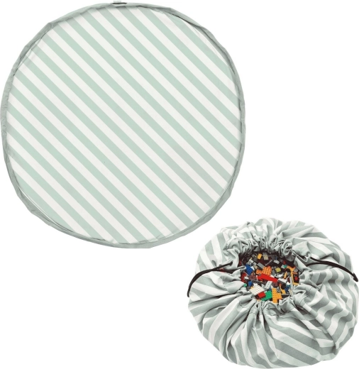 Play and Go Noomad original legetæppe og opbevaringspose til legetøj stripes green