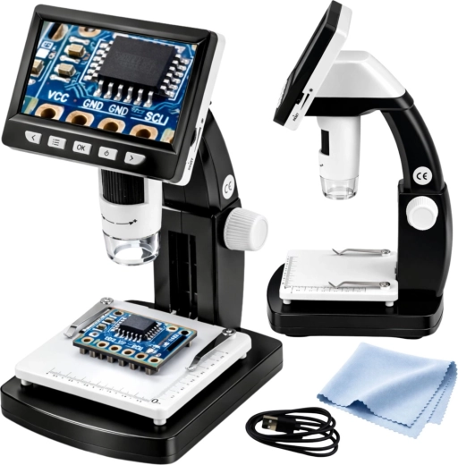 Digitalt LCD-mikroskop 4,3" med LED-belysning og forstørrelse op til 1000×