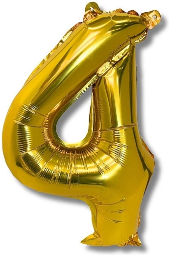 Folieballon tal 4, 40 cm, guldfarvet