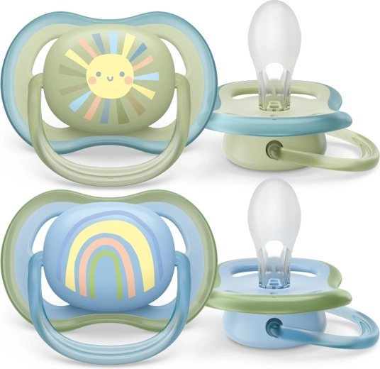 Philips Avent sut Ultra Air med regnbuemotiv, 0–6 måneder, 2 stk.