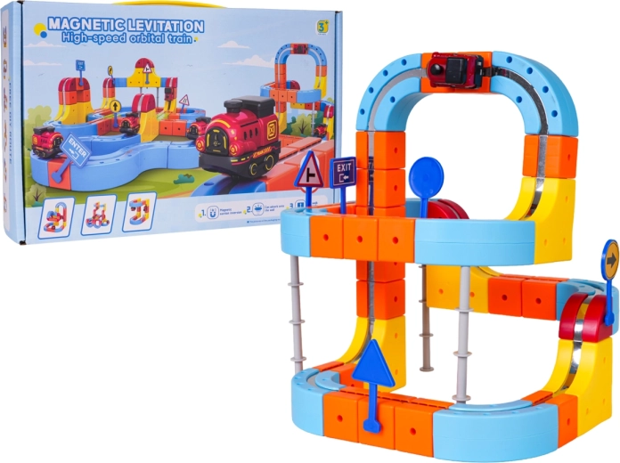 Farverig magnetisk antigravitationsbane med tog – 105 dele