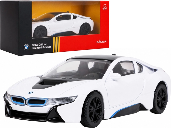 BMW i8 metalmodel fra RASTAR i målestok 1:43, sort