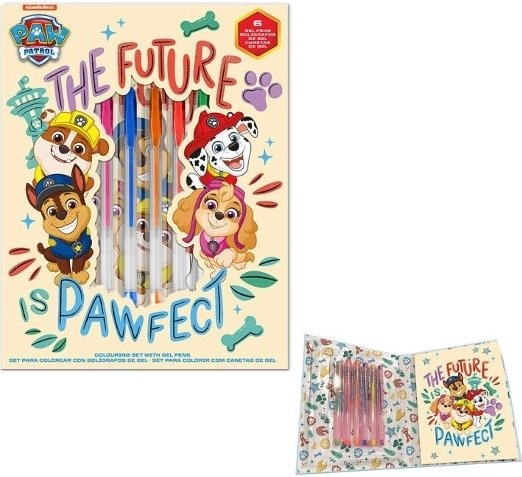 Skrivesæt med 6 gelpenne og linjeret notesbog PAW PATROL