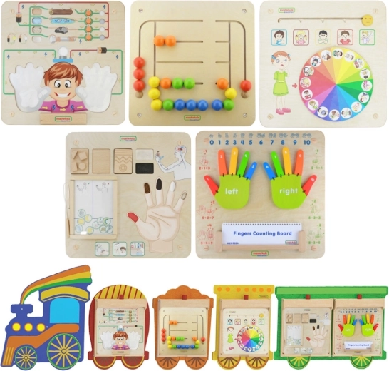 Masterkidz Flex togsæt 5-i-1 – vægmonterede sanse- og motoriktavler