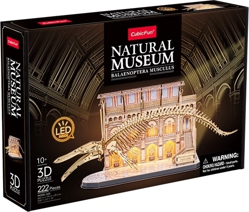 Cubic Fun 3D LED-puslespil naturhistorisk museum med skelet af finhval