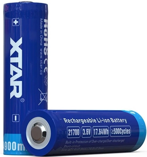 XTAR li-ion akkumulator 21700 3,7 V 4900 mAh med beskyttelse - 1 stk.