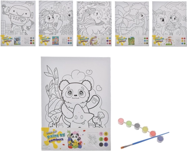 Kreativt sæt – mal efter tal 30 × 40 cm (8 stk., mix af motiver)