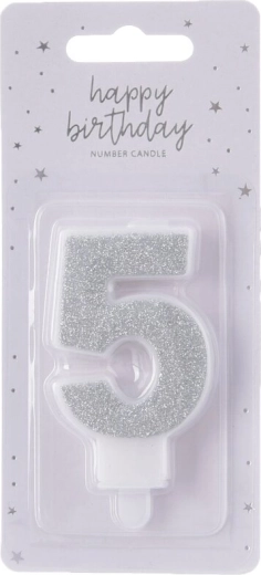 Kagelys nummer 5 sølv 7 cm