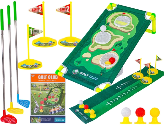 Mini golf børnespil med måtte, køller og tilbehør