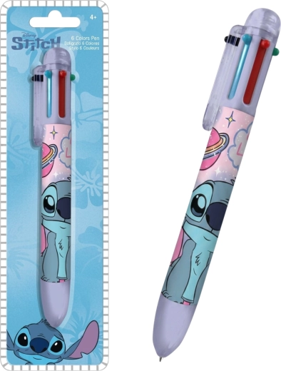 Sekstfarvet kuglepen Lilo & Stitch lilla - 1 stk.