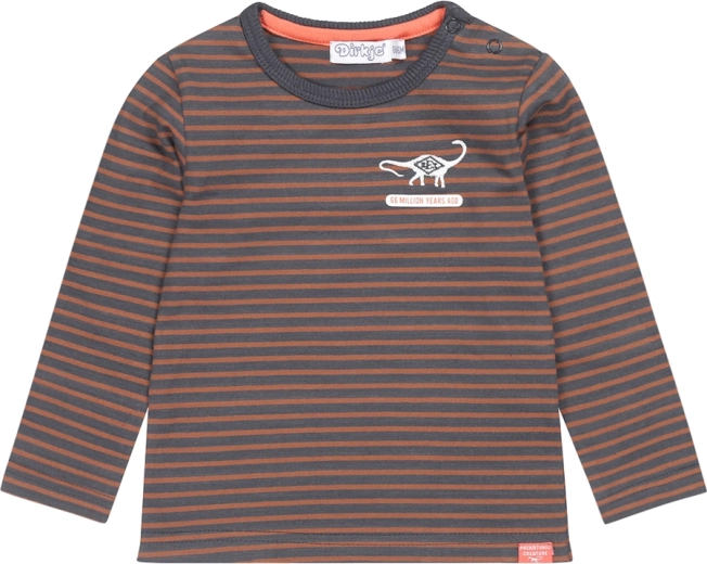 Langærmet Dirkje T-shirt til drenge, mørkeblå med striber, størrelse 86