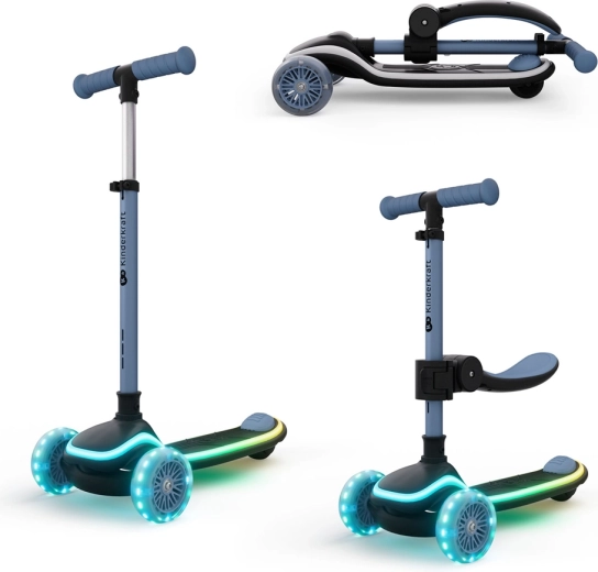 Kinderkraft RAKET UP Blue børneløbehjul og løbecykel 2-i-1 med LED-lys
