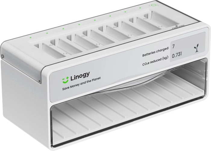 Universel LINOGY-oplader til AA/AAA-batterier med opbevaring