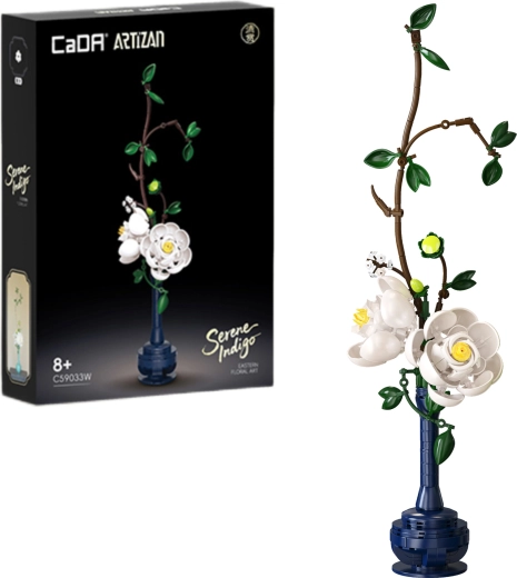 Byggesæt CaDA blomster Serene Indigo (pæoner) 47,9 cm, 324 dele