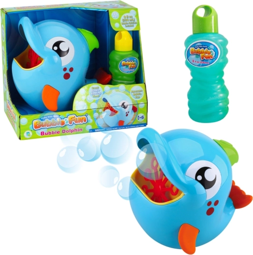 Delfin-boblemaskine med 236 ml påfyldning – Bubble Fun