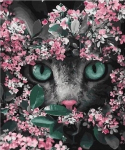 Diamantmaling – killing i blomster 30 × 40 cm