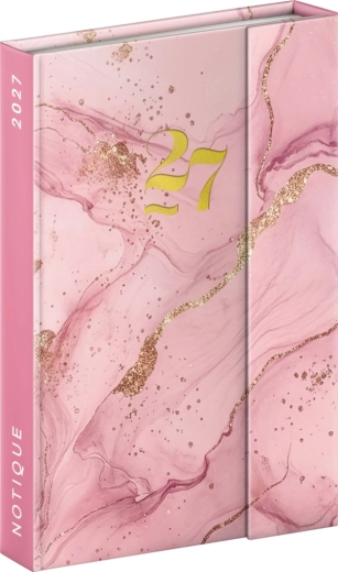Notique ugentlig magnetisk kalender – rosa marmor 2027 11 × 16 cm