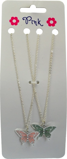 Børnehalskæde med metal-sommerfugl – sæt med 2 stk.