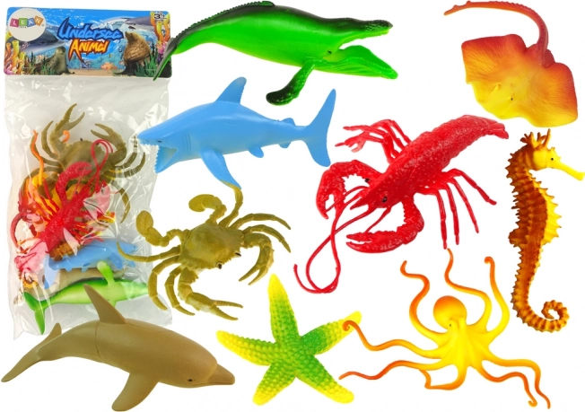 Sæt med figurer af havdyr 9 stk.