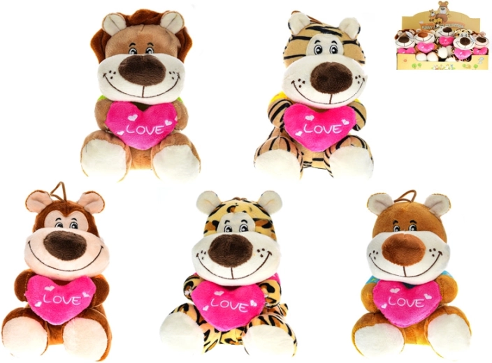 Plysj safari-dyr med hjerte Love 15 cm