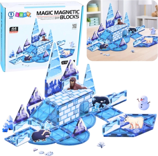 Magnetiske byggesæt Iskongeriget med dyr, 44 dele