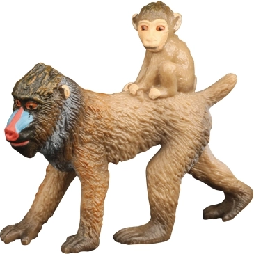 BALULU-figur af en mandril med unge