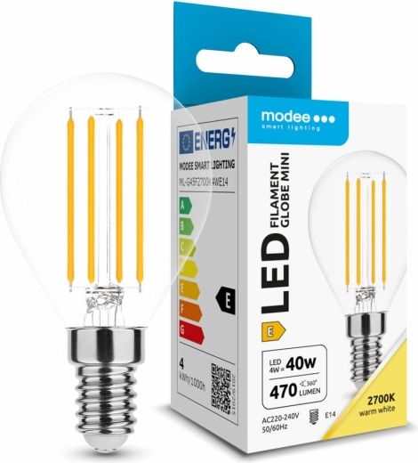 Modee LED pære Filament Globe Mini G45 4 W E14, 470 lm, varm hvid