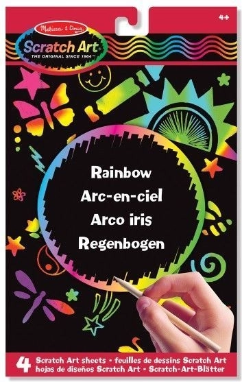 Glitrende skrabetavle i regnbuefarver