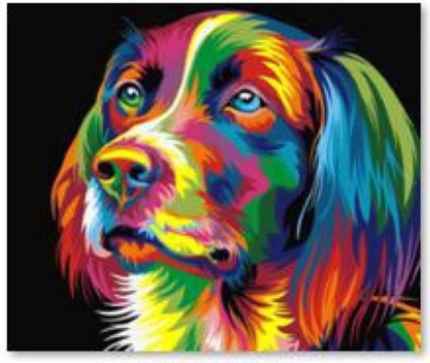 Diamantmaling – billede Hund (farverig) 30 × 30 cm