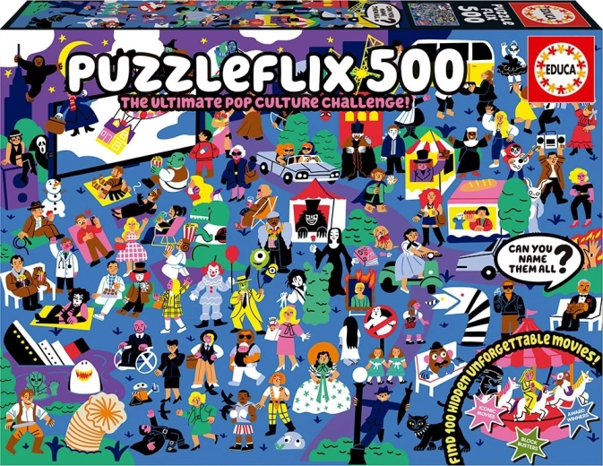 Educa Puzzleflix 500 brikker – filmisk udfordring med 100 skjulte referencer