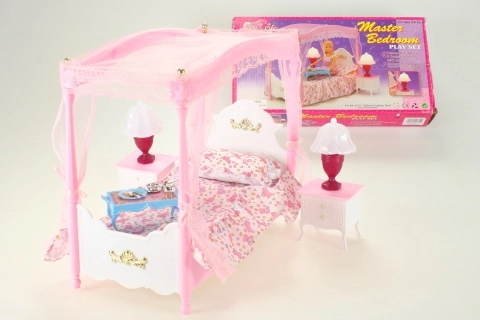 Glorie himmelseng til dukker med lysende lamper