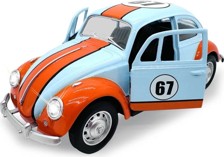 Metalmodel Volkswagen Beetle 1967 i målestok 1:28 med lys og lyde
