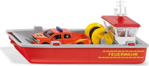 SIKU Super - båd, der transporterer brandbil