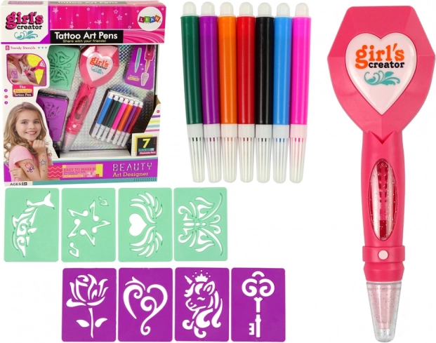 Sæt til midlertidige tatoveringer med elektronisk pen og skabeloner
