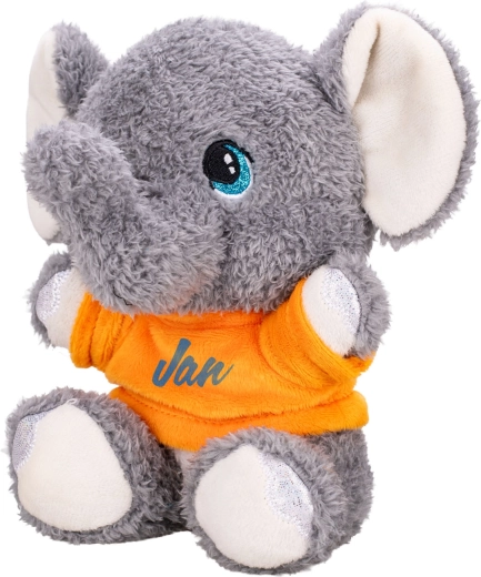 Plys-elefant 17 cm med T-shirt