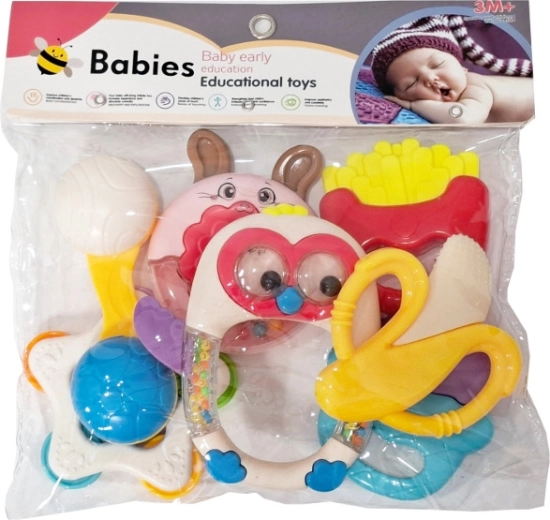 Sæt med rangle og bidelegetøj til baby