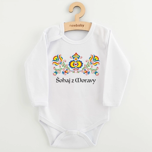New Baby babybody med folkloristisk tryk šohaj fra Mähren, langærmet, str. 86 (12–18 måneder)