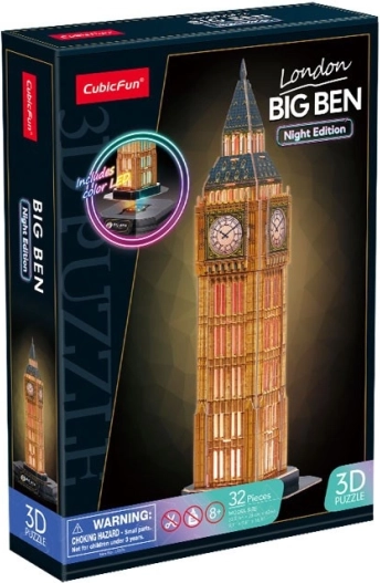 3D-puslespil med LED natudgave: Big Ben