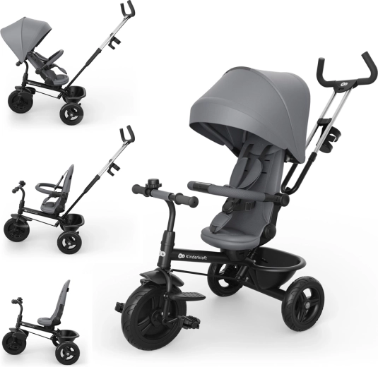 Kinderkraft Aston 2 Plus trehjulet cykel 6-i-1 grå