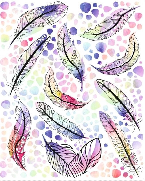 Strygepåklæbelige fjer-motiver – stort ark 20 × 30 cm