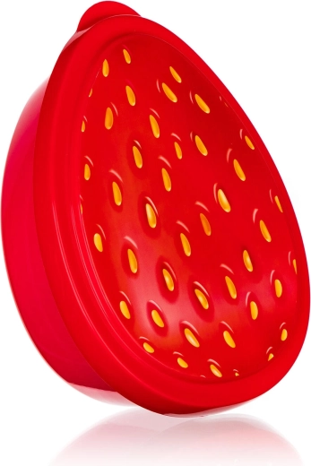 Madkasse med jordbærmotiv 19,5 × 16 × 6 cm plast rød