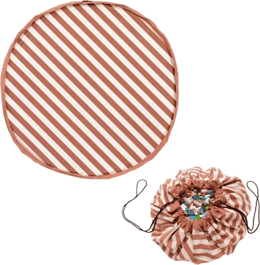 Play&Go Noomad original legemåtte og opbevaringspose til legetøj Stripes brown