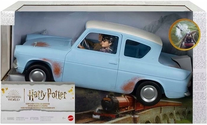 Samlersæt Harry Potter: flyvende Ford Anglia med figurerne Harry Potter og Ron Weasley