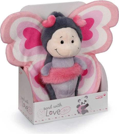 Nici plysbamse-sommerfugl Love i gaveæske 21 cm