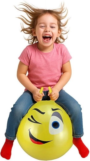 HoppyDoo hoppebold med ansigt gul 55 cm med pumpe