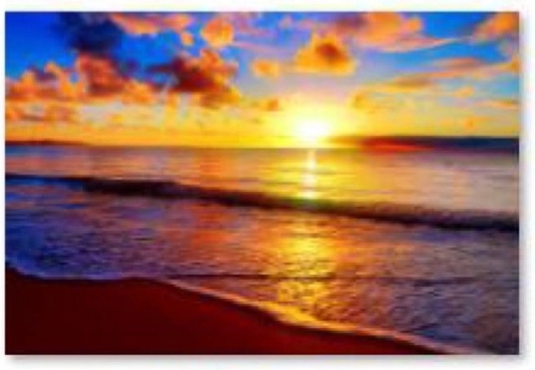 Diamantmosaik (diamond painting) solnedgang på stranden 40 × 30 cm