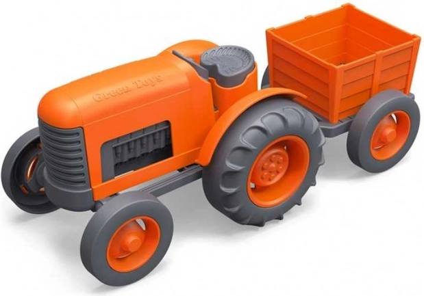 Traktor med anhænger i orange fra Green Toys