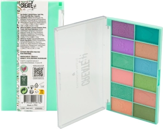 Create it! mintgrøn øjenskyggepalette, 12 nuancer